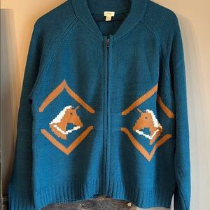 Tiny x Anthropologie Zip-up Cardigan Sweater with Horse Design